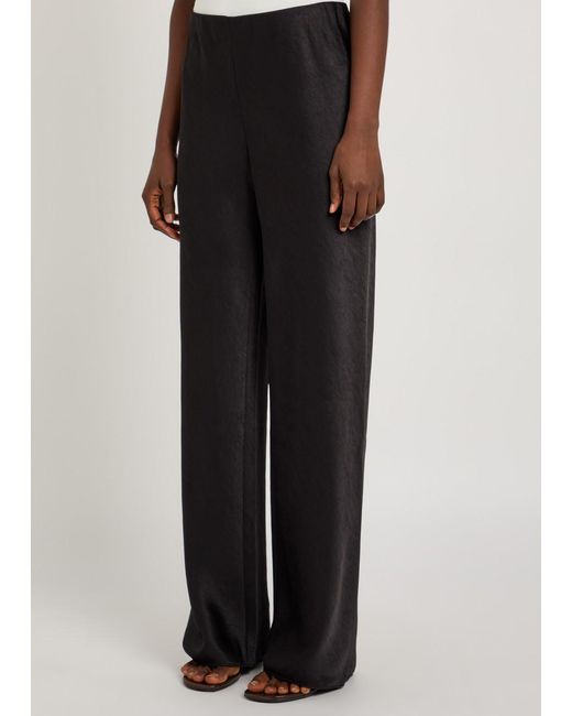 Vince Black Wide-Leg Satin Trousers