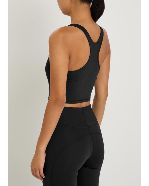Stella McCartney Black Adidas X Logo-Print Cropped Stretch-Jersey Top