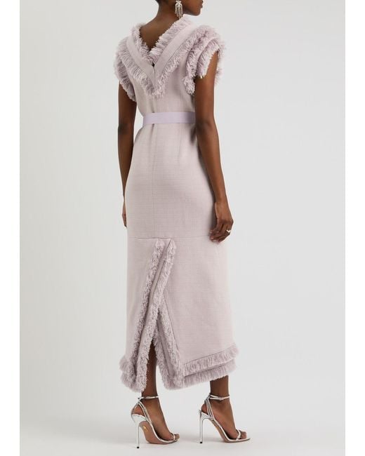 Huishan Zhang Purple Arlo Tweed Midi Dress