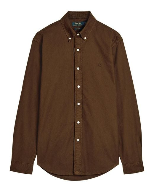 Polo Ralph Lauren Brown Logo-Embroidered Cotton Shirt for men