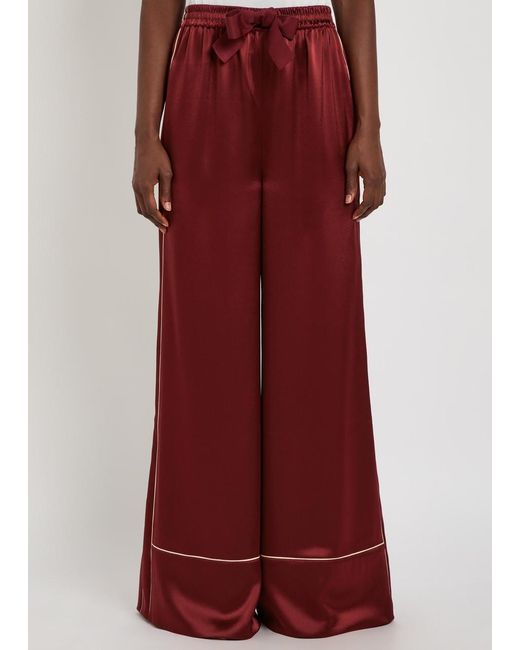 Roksanda Red Nael Wide-Leg Satin Trousers