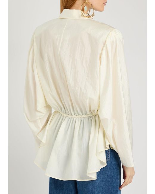 Chloé Natural Peplum Taffeta Blouse