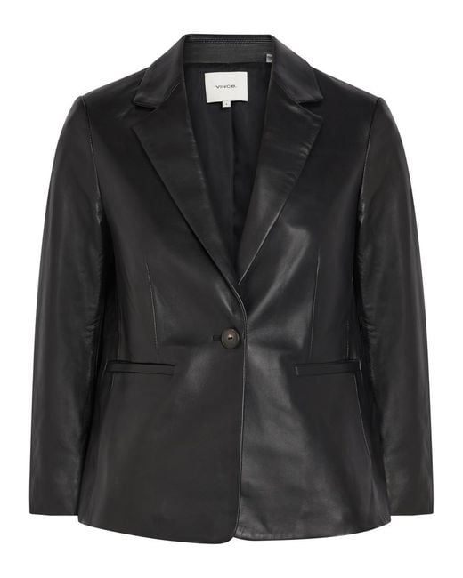 Vince Black Shrunken Leather Blazer