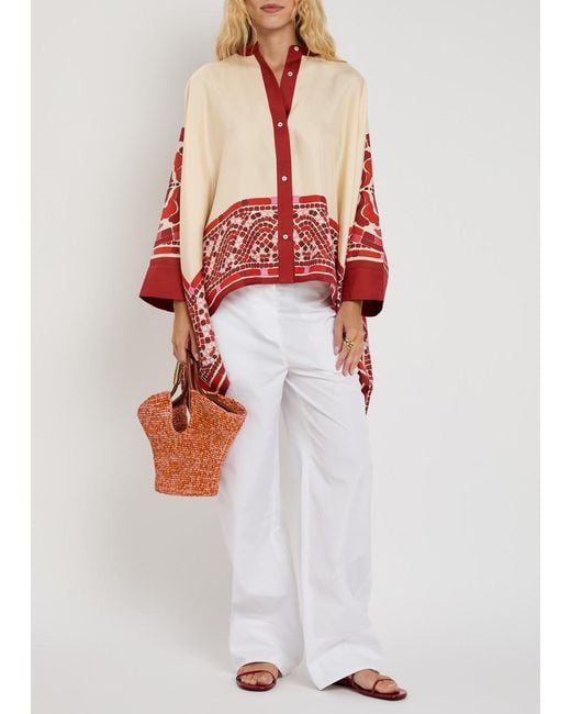 LaDoubleJ Red Floulard Printed Silk-Twill Shirt