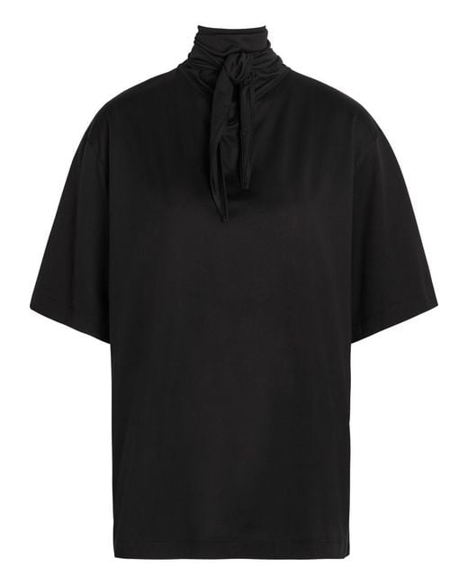 Lemaire Black Foulard-Neck Cotton T-Shirt