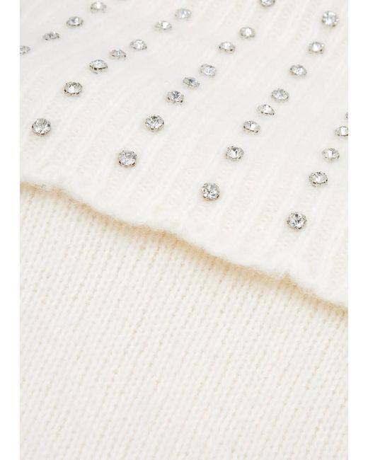 Needle & Thread White Crystal-Embellished Alpaca-Blend Jumper