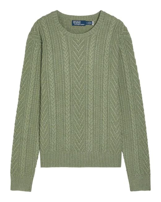 Polo Ralph Lauren Green Cable-Knit Cotton And Linen-Blend Jumper for men