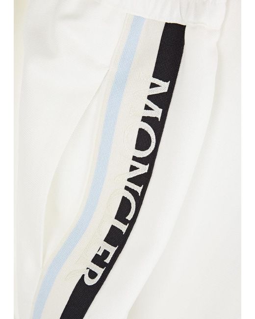 Moncler White Logo Striped Jersey Sweatpants