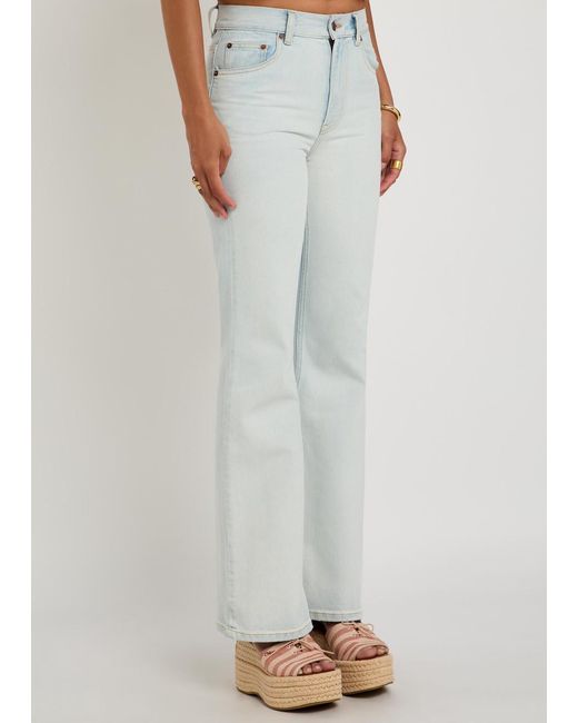 Chloé White Embroidered Flared-Leg Jeans