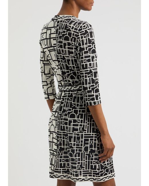 Diane von Furstenberg Black Hera Printed Jersey Wrap Dress