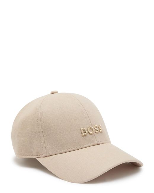 Boss Natural Logo-Embroidered Linen Cap for men