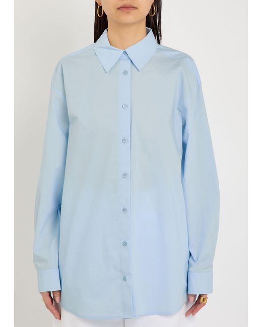 Totême Blue Classic Tumbled Cotton-Poplin Shirt