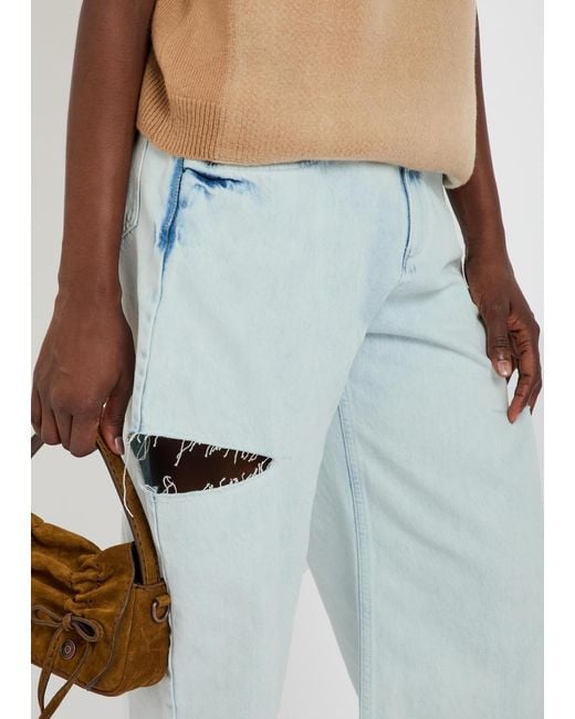 Maison Margiela Blue Cut-Out Wide-Leg Jeans