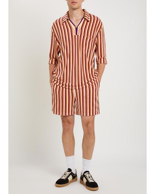 Valentino Red Striped Terry Shorts for men