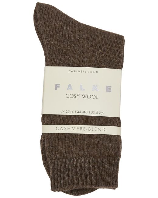 Falke Brown Cosy Wool-blend Socks