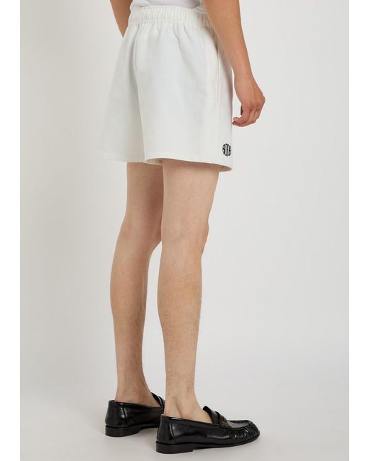Bode White Field Logo-Embroidered Cotton-Twill Shorts for men