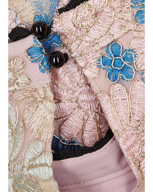Sister Jane Blue Artist Embroidered Floral-embroidered Top