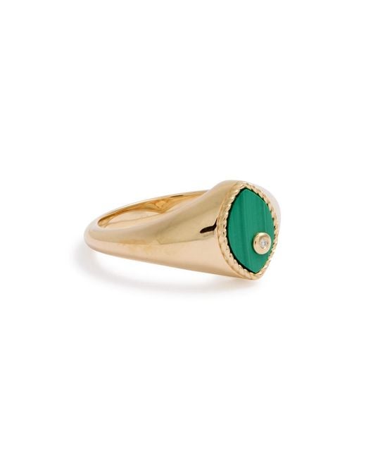 Yvonne Léon Green Baby Chevalière Marquise 9Kt Pinky Ring