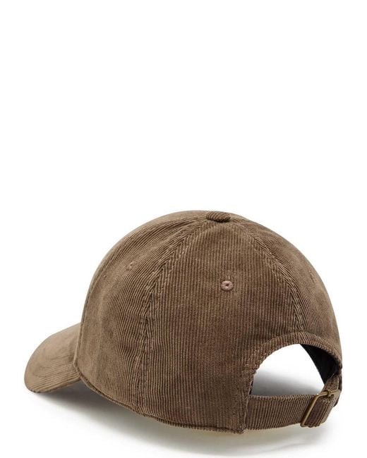 Saint Laurent Brown Logo-Embroidered Corduroy Cap for men