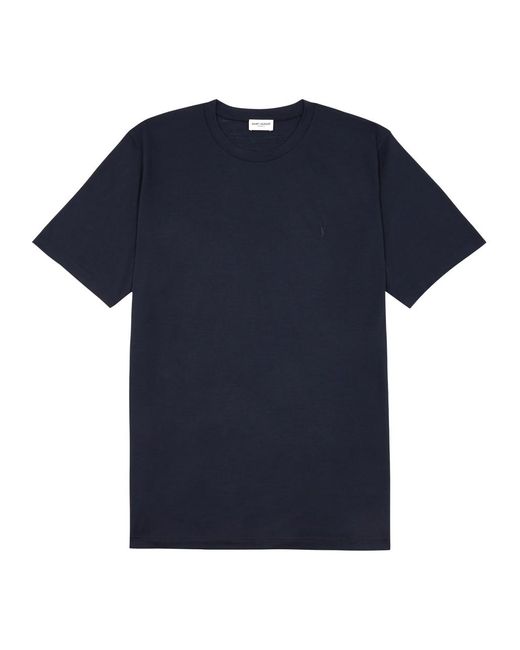 Saint Laurent Blue Logo Wool-blend T-shirt for men