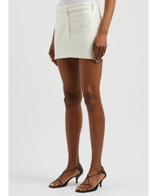 AEXAE White Cotton-Blend Mini Skirt