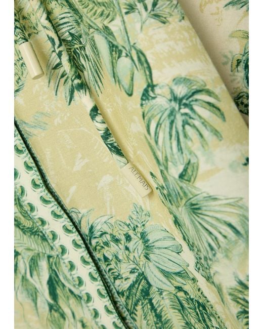 ALÉMAIS Green Sara Printed Cotton And Silk-Blend Midi Shirt Dress