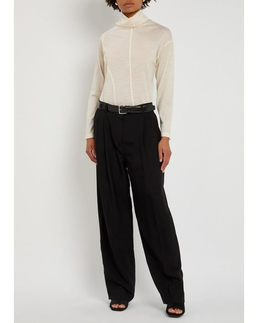 High White Spot On Asymmetric Wool-Jersey Top