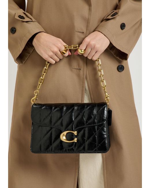 COACH Black Tabby Quilted Glazed Leather Shoulder Bag