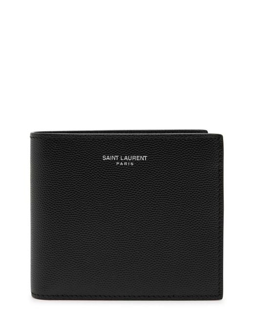 Saint Laurent Black East/West Pebbled Leather Wallet for men