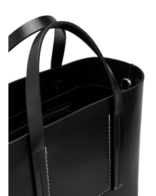 Rick Owens Black Shopper Small Leather Tote Bag