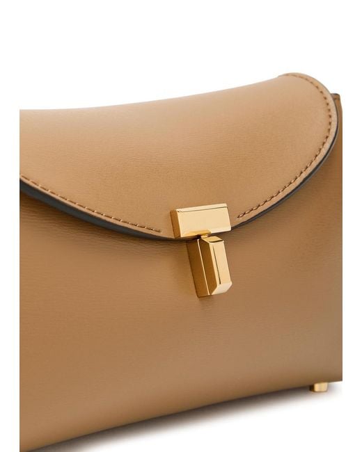 Totême  Brown T-Lock Mini Leather Clutch