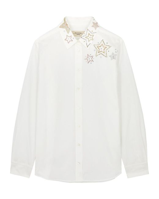 Weekend by Maxmara White Donnola Crystal-embellished Cotton Poplin Shirt
