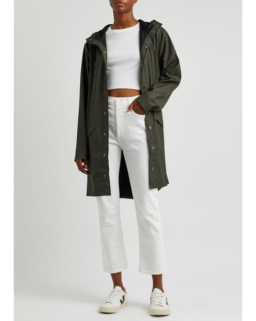 Rains Green Hooded Rubberised Jacket