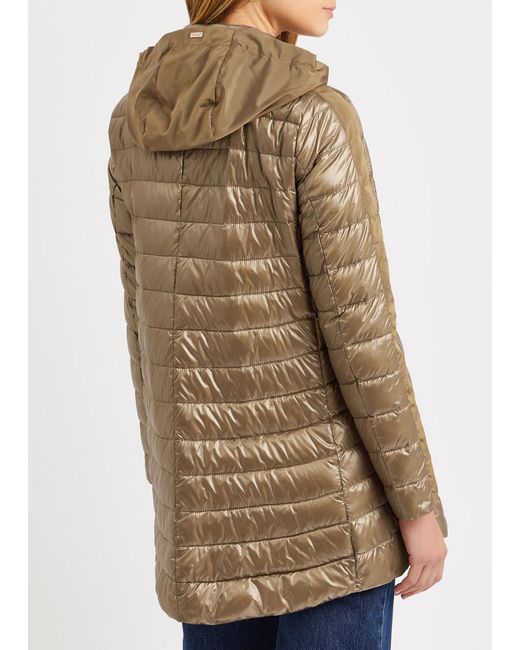 Herno Brown Hooded Quilted Shell Coat