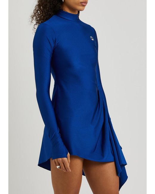 Coperni Blue Draped Stretch-jersey Mini Dress