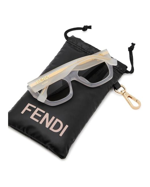 Fendi White Roma Rectangle-frame Sunglasses