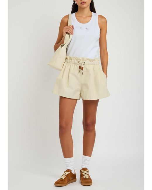 Moncler Natural Canvas Trim Shell Shorts