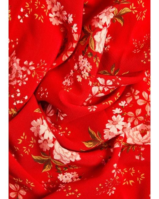 Never Fully Dressed Red Floral-Print Crepe Maxi Dress