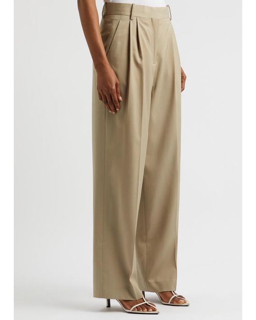 Rohe Natural Pleated Wide-Leg Wool Trousers