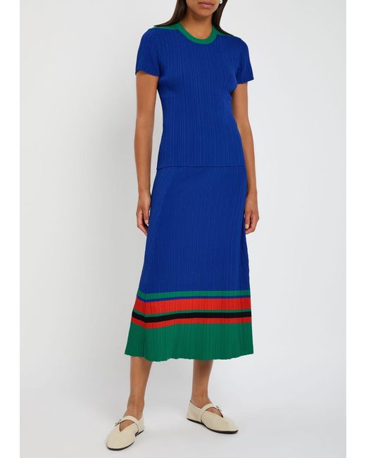 Wales Bonner Blue Island Ribbed-Knit T-Shirt