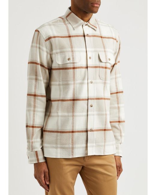 Les Deux Natural Joseph Checked Cotton Overshirt for men