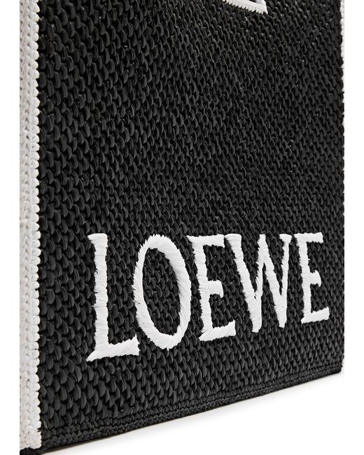 Loewe Black Logo Large Raffia Tote for men