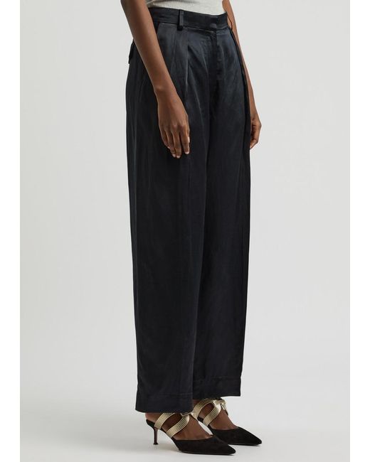 Day Birger et Mikkelsen Blue Enzo Tapered-Leg Satin Trousers