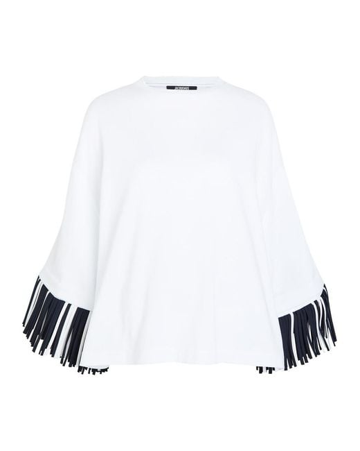 Jacquemus White Le T-Shirt Cabana Fringed Long-Sleeve Cotton T-Shirt