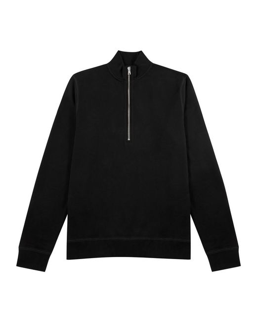 Sunspel Black Half-zip Cotton Sweatshirt for men