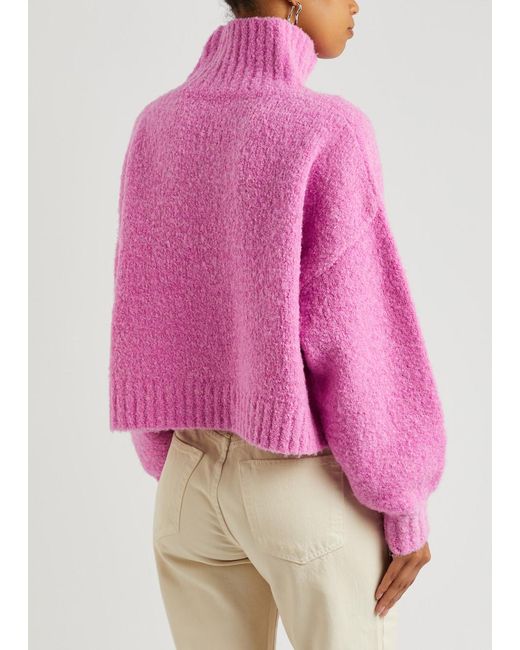 Kitri Pink Yara Bouclé-knit Jumper