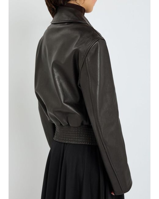 Lemaire Black Designer Leather Jacket Uk14