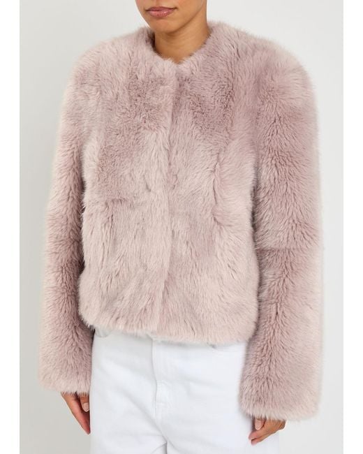 Stand Studio Pink Halle Faux Fur Jacket