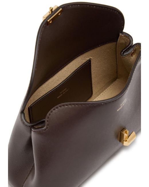 Totême  Brown T-Lock Mini Leather Clutch