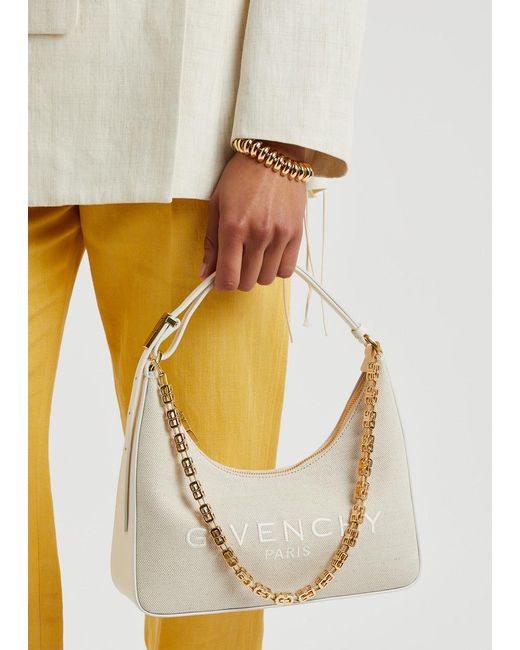 Givenchy White Moon Cut Out Small Canvas Shoulder Bag